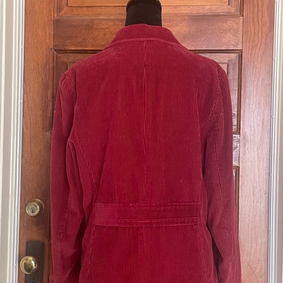 L.L. Bean Women's Rich Cranberry Red Corduroy Blazer - Picture 2 of 2
